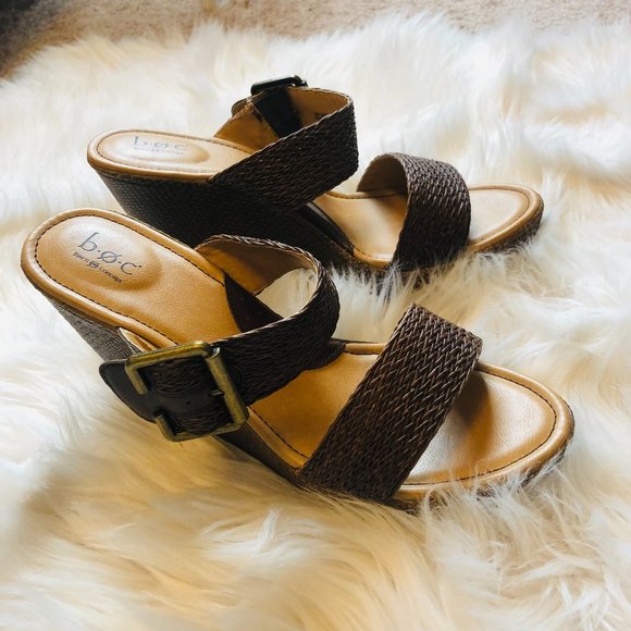 boc Shoes - BOC Born Concept Brown Woven Wedge Sandals